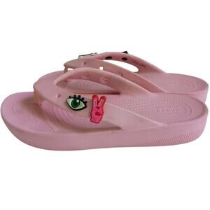 Crocs Pink Platform Flip Flops with Charms size W9